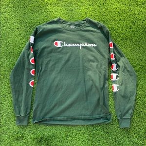 Green Champion T Shirt Long Sleeve